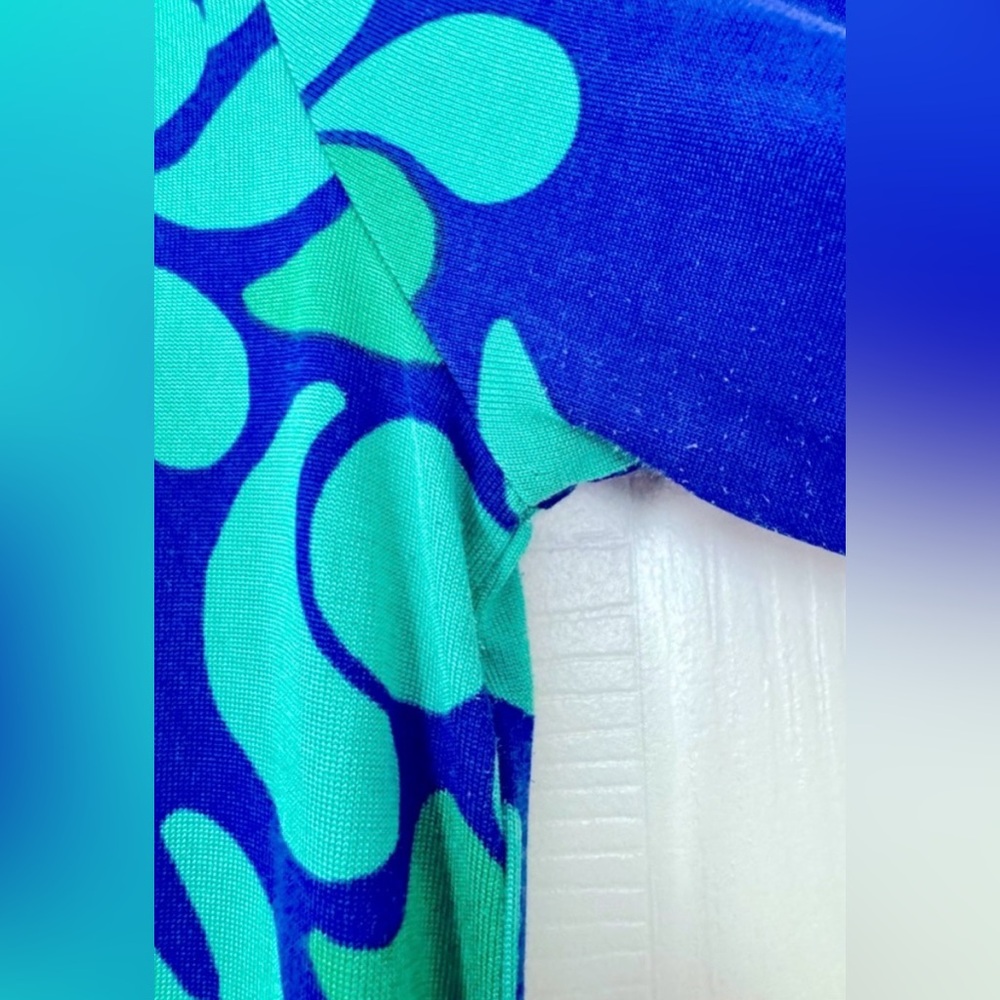Lilly Pulitzer Vibrant Blue and Green one shoulder Dress size small spring beach - Picture 3 of 4